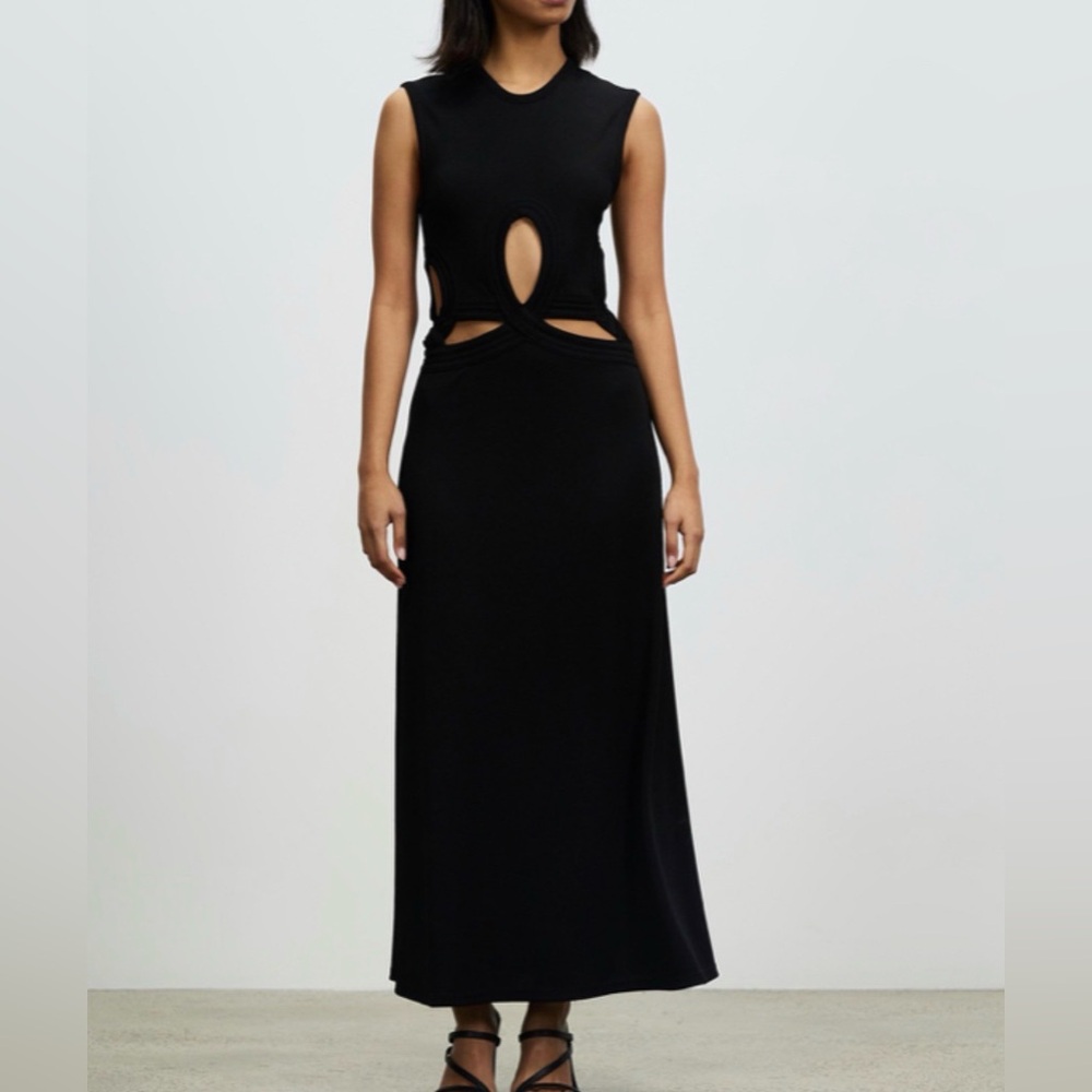 Christopher Esber Black Cut-Out Midi Dress - AUS SZ 10